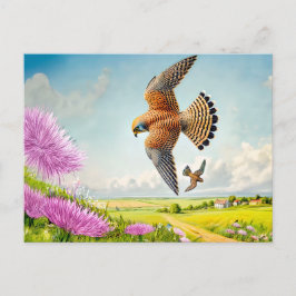 Postal Festiva Falcones sobre la pendiente de montaña