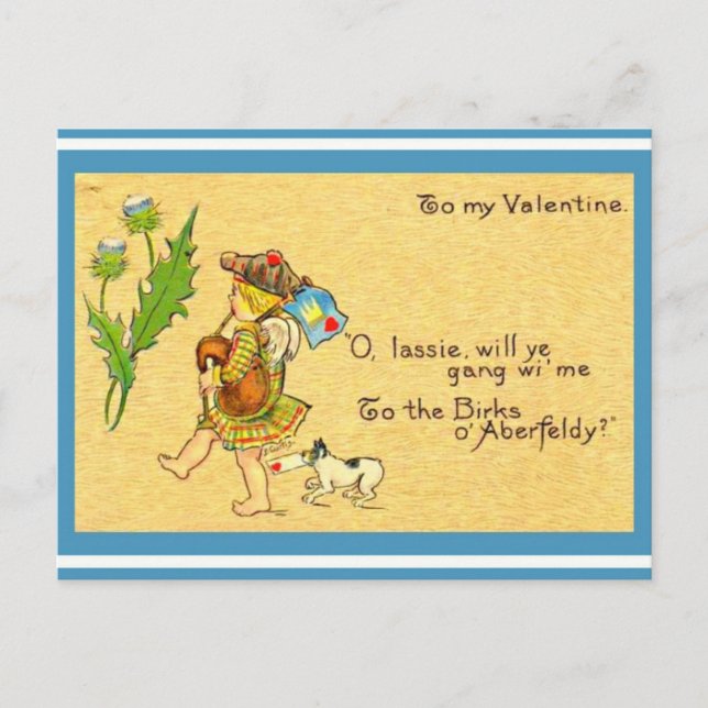 Postal Festiva Falda escocesa escocesa del perro de las gaitas de (Anverso)
