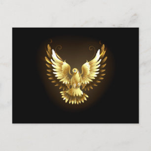 Postal Festiva Falsa paloma de paz del Relieve metalizado dorado 