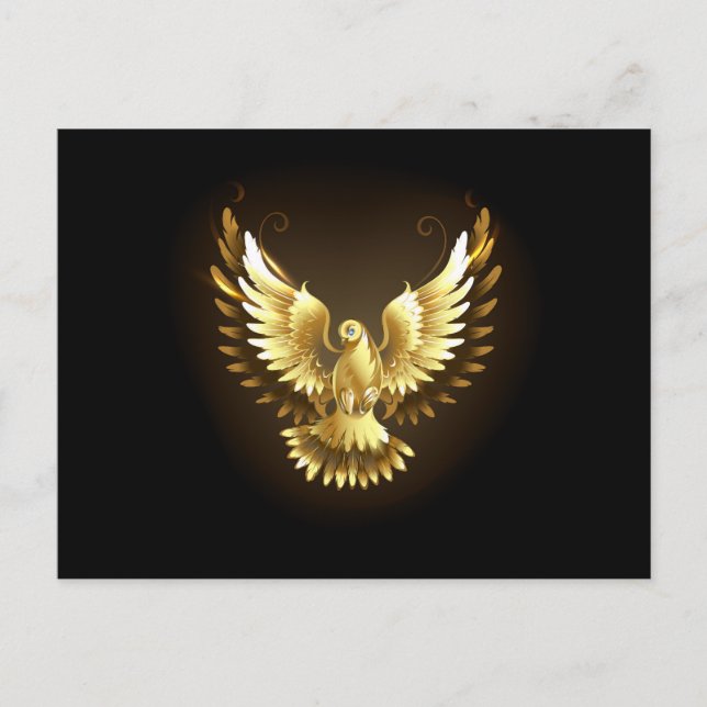 Postal Festiva Falsa paloma de paz del Relieve metalizado dorado  (Anverso)