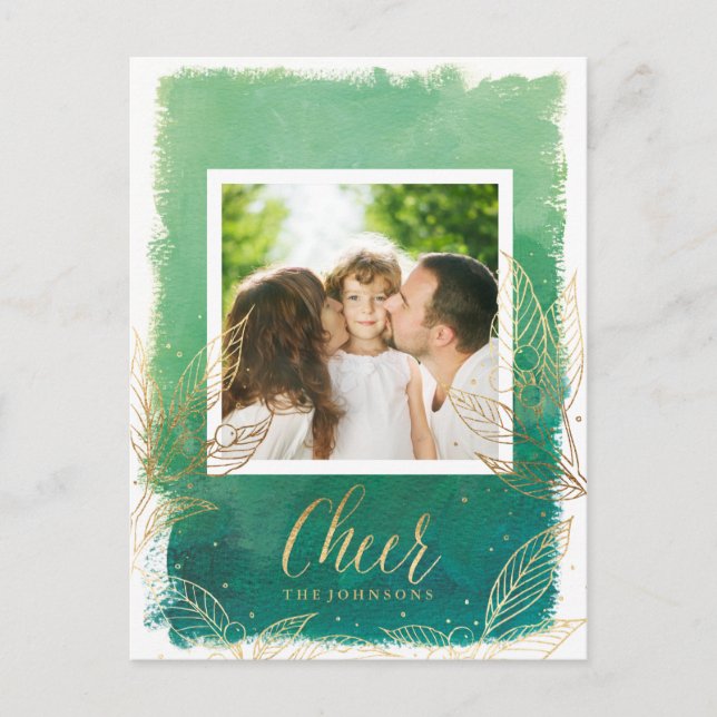 Postal Festiva Falsas hojas de vacaciones de Relieve metalizado - (Anverso)