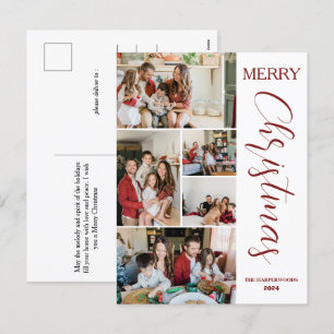 Postal Festiva Familia de 5 Navidades de fotografía elegante y se