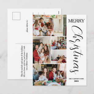 Postal Festiva Familia de 5 Navidades de fotografía elegante y se