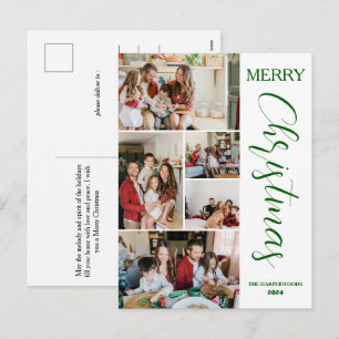Postal Festiva Familia de 5 Navidades de fotografía elegante y se