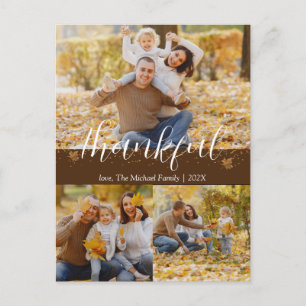 Postal Festiva Familia de Acción de Gracias de Otoño Simple COL