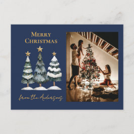 Postal Festiva Familia de árboles navideños modernos foto marina