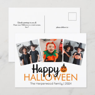 Postal Festiva familia de calabaza jack-o-lantern Halloween 3 Fot