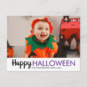Postal Festiva familia de calabaza jack-o-lantern Halloween Una f