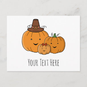 Postal Festiva Familia de Calabaza Personalizada