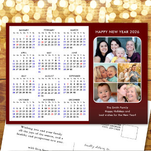 Postal Festiva Familia de calendarios 2026 5 Foto Minimalista mod