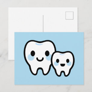 Postal Festiva Familia de Dientes Adorables – Diseño de Padre e H