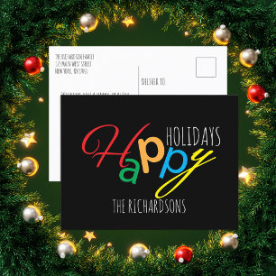 Postal Festiva Familia de tipografía alegre y brillante Felices F