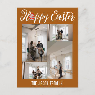 Postal Festiva Familia Feliz Pascua, collage de cuatro fotos de P