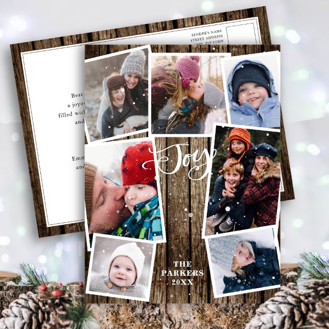 Postal Festiva FAMILIA JOY | Nieve y madera de época 7 Collage de (Subido por el creador)