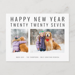 Postal Festiva Familia Minimalista 2 Fotos 2027 Feliz Año Nuevo