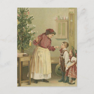 Postal Festiva Familia navideña vintage