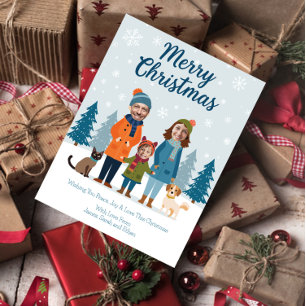 Postal Festiva Familia personalizada enfrenta foto de Personaliza