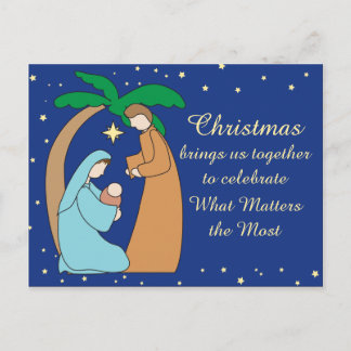Postal Festiva Familia Santa Navidades de Natividad Religiosa Cri