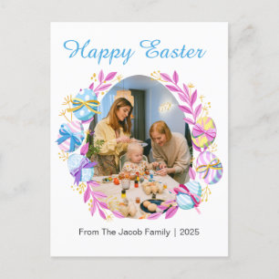 Postal Festiva Familia simple elegante feliz de Pascua una foto