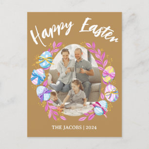 Postal Festiva Familia simple elegante feliz de Pascua una foto