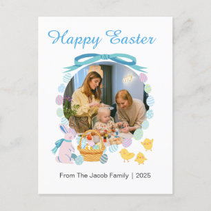 Postal Festiva Familia simple elegante feliz de Pascua una foto