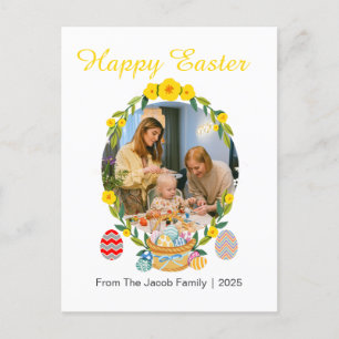 Postal Festiva Familia simple elegante feliz de Pascua una foto