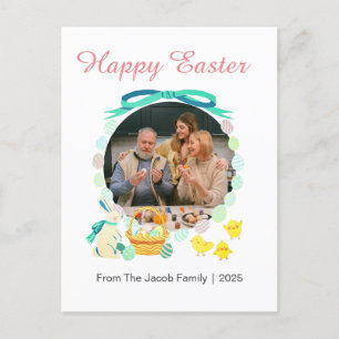 Postal Festiva Familia simple elegante feliz de Pascua una foto