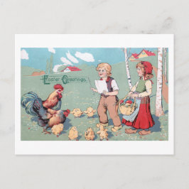 Postal Festiva Familia Vintage Easter Poultry