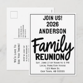 Postal Festiva Family Reunion Join Us Bold Script Modern Postcard