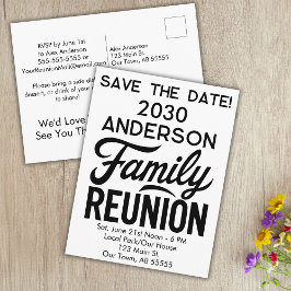 Postal Festiva Family Reunion Modern Minimalist Preaddressed Save