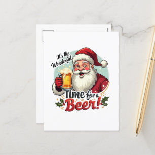 Postal Festiva Famosos Navidades cerveza tiempo Santa
