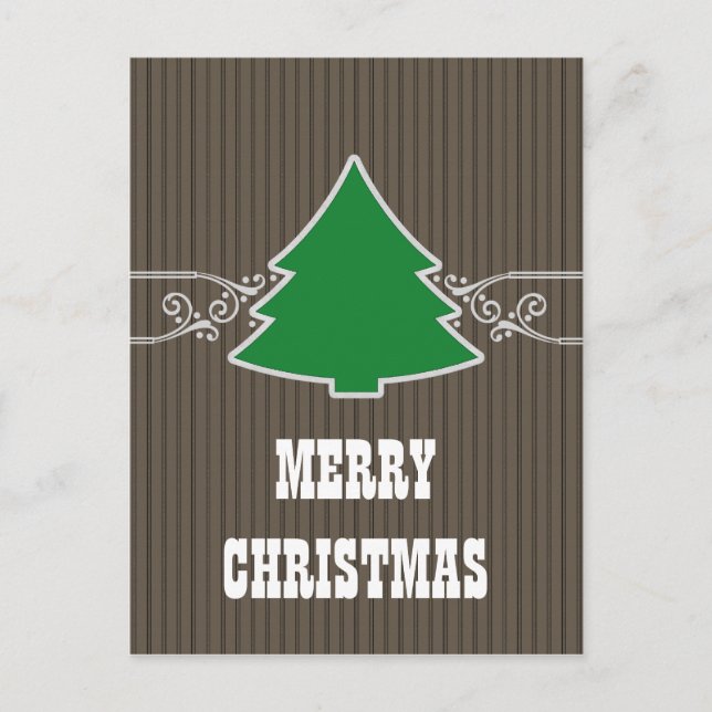 Postal Festiva Fancy Christmas Tree Swirls Postcard (Anverso)
