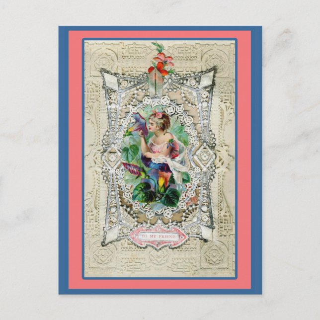 Postal Festiva Fancy Vintage Valentine Para Mi Amigo (Anverso)