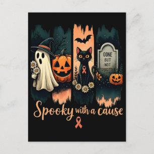 Postal Festiva Fantasía con una causa - Halloween y cinta rosada