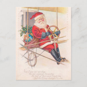 Postal Festiva Fantasía del Vintage Santa Airship