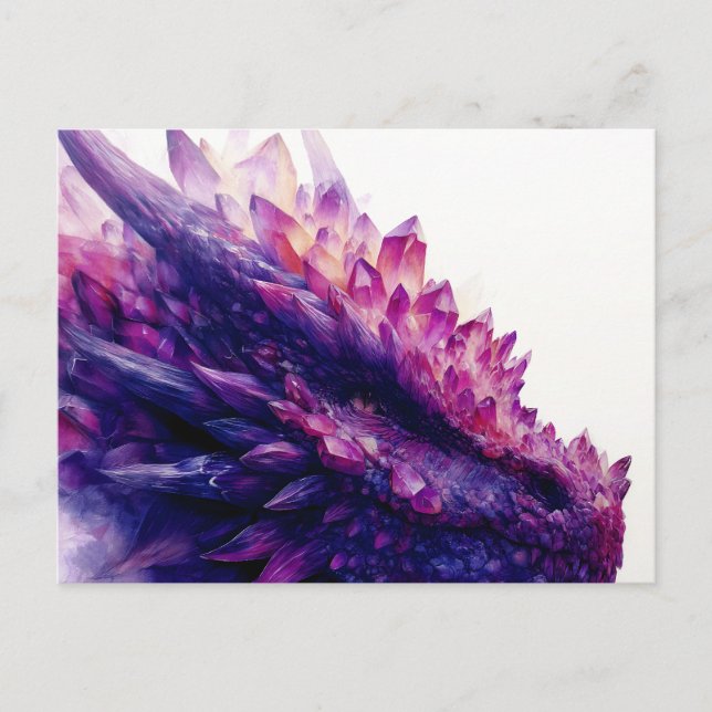 Postal Festiva Fantasía Mística Ametista Crystal Dragon Bestia (Anverso)