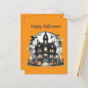 Postal Festiva Fantasma casa de caza de Halloween
