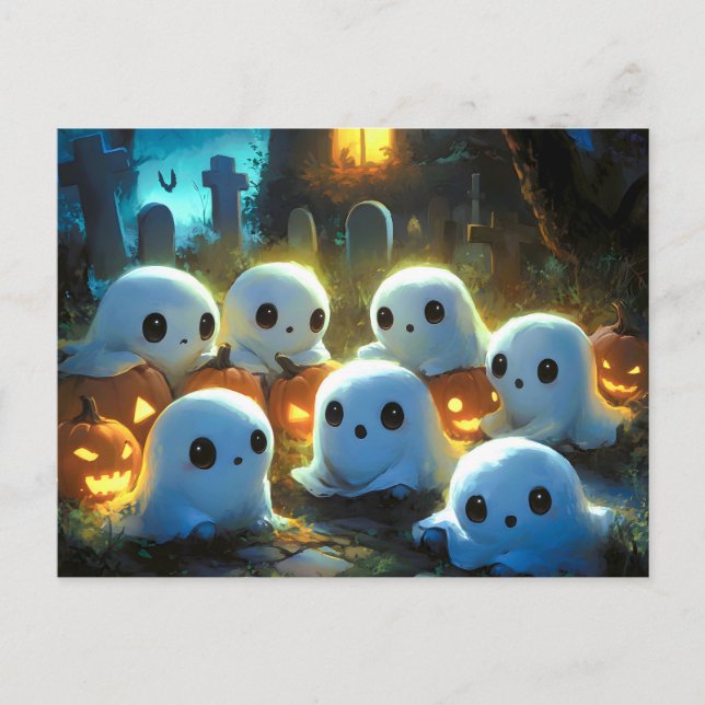 Postal Festiva Fantasma de Halloween (Anverso)