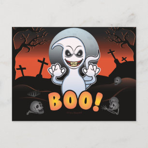 Postal Festiva ¡Fantasma en un cementerio! Halloween