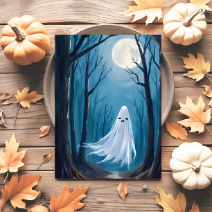 Postal Festiva Fantasma Espeluznante   Feliz Halloween Bosque Emb