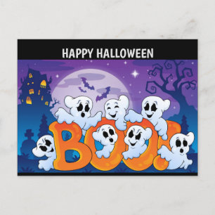 Postal Festiva Fantasma feliz de Halloween