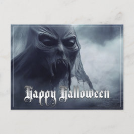 Postal Festiva Fantasma negro en un paisaje infernal - Halloween
