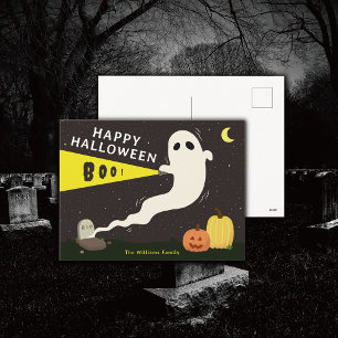 Postal Festiva Fantasma personalizado Feliz Halloween