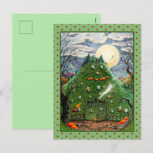 POSTAL FESTIVA FANTASMAS CAT EN NUEVE CEMETERIO DE VIDAS, ARTE FO