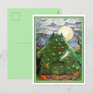 POSTAL FESTIVA FANTASMAS CAT EN NUEVE CEMETERIO DE VIDAS, ARTE FO