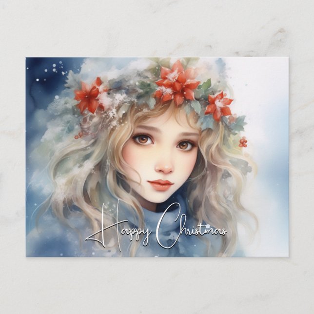 Postal Festiva Fantasy Winter Fairy Navidades (Anverso)
