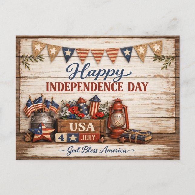 Postal Festiva Farmhouse Americana Independence Day (Anverso)