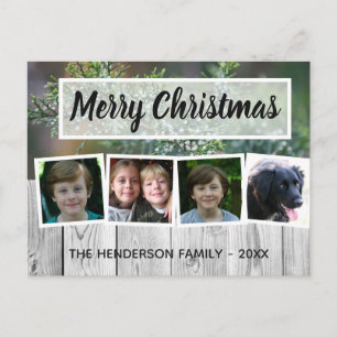 Postal Festiva Farmhouse Merry Christmas Four Photo