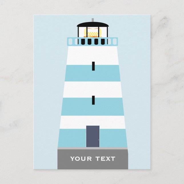 Postal Festiva Faro azul y blanco alto personalizado (Anverso)