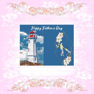 Postal Festiva Faro de amarre de la hija de papá feliz día del pa
